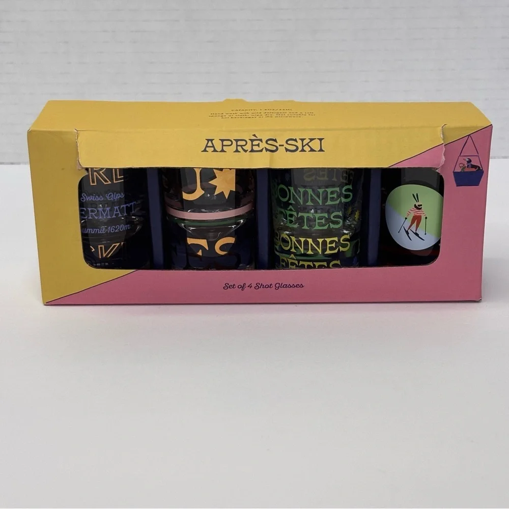Anthropologie Apres Ski Shot Glasses Set of 4 - New In Box